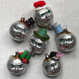 Set of 6 Double Face Ornaments with Paper Caps