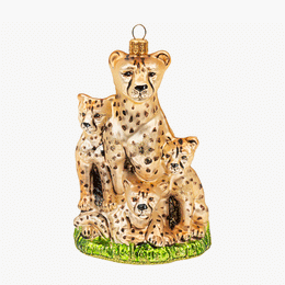 Cheetah with Cubs Ornament