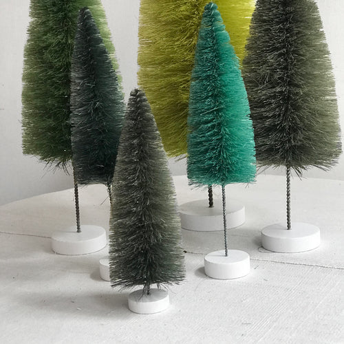 Set of 6 Rainbow Bottle Brush Trees in Green