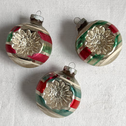 Set of 3 Striped Vintage Ornaments