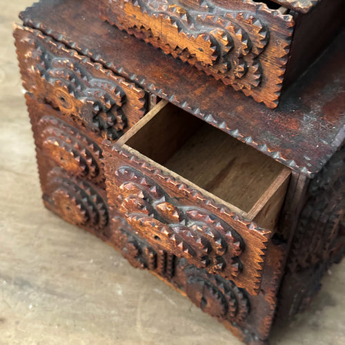 American tramp art wooden box