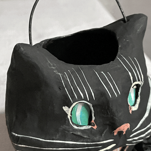 Mischievous Cat Candy Bucket in Black