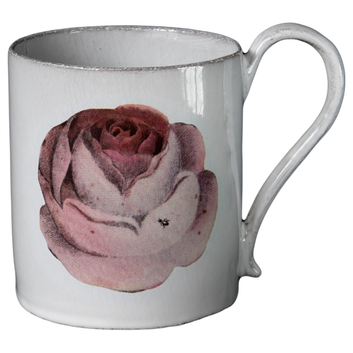 Rose mug Astier de Villlatte 19th century inspired pattern and images